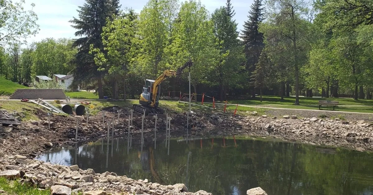 Installing Helical Piles for Pond Deck Foundation